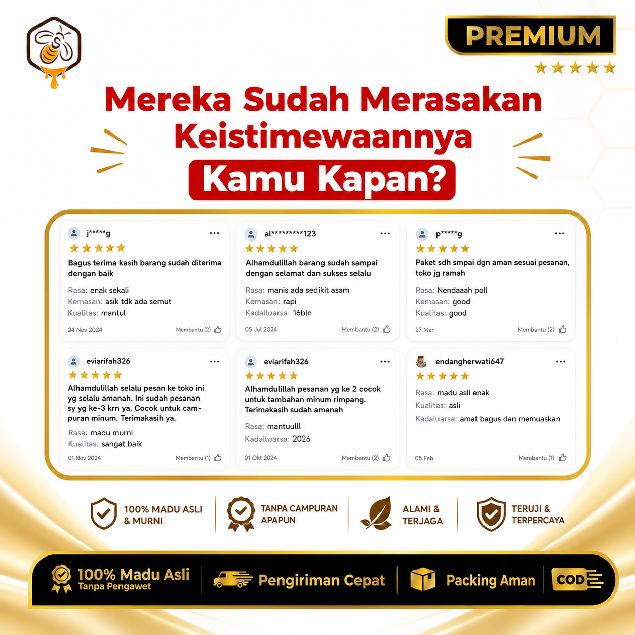 Ulasan customer Madu Showa