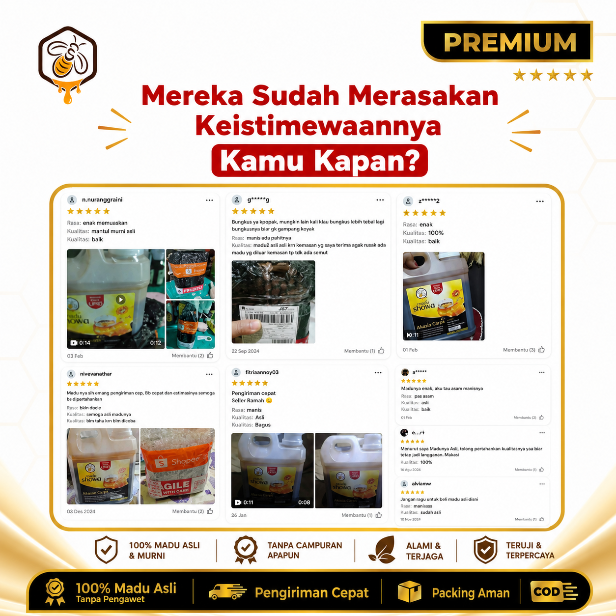 Ulasan customer Madu Showa