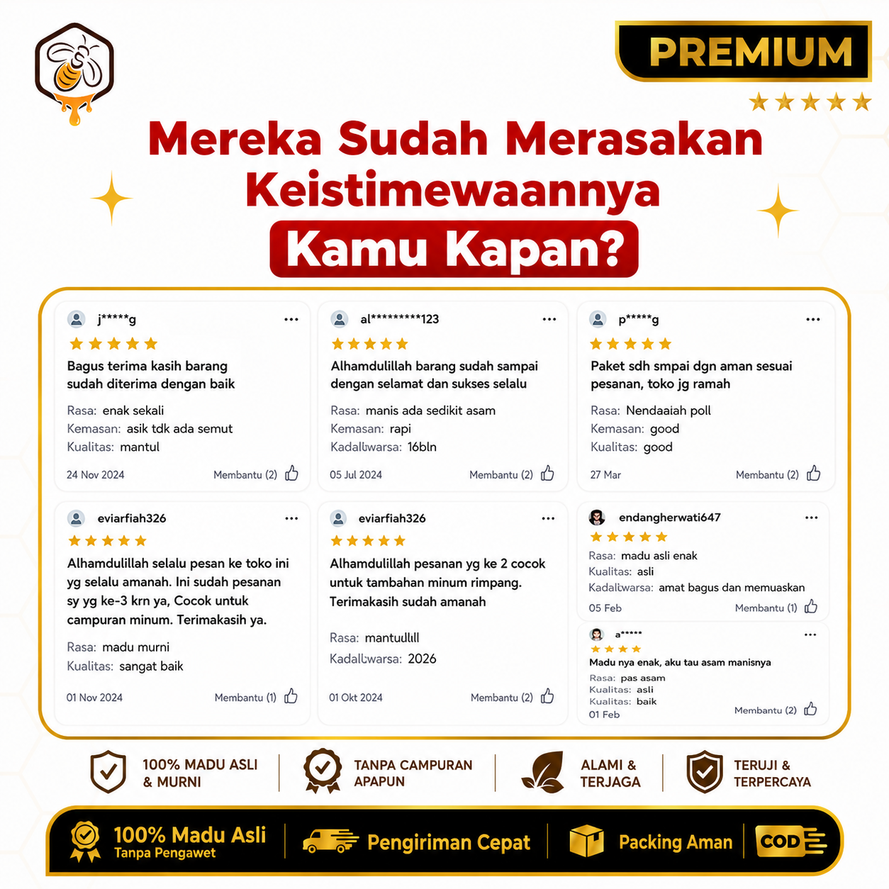 Ulasan customer Madu Showa