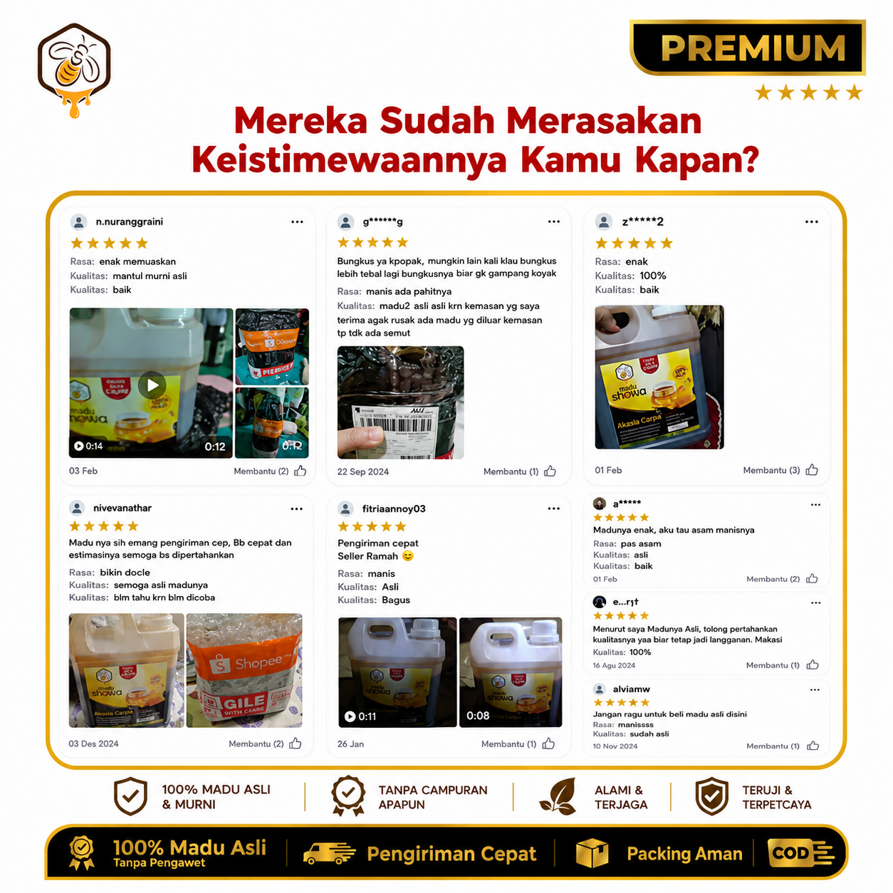 Ulasan customer Madu Showa